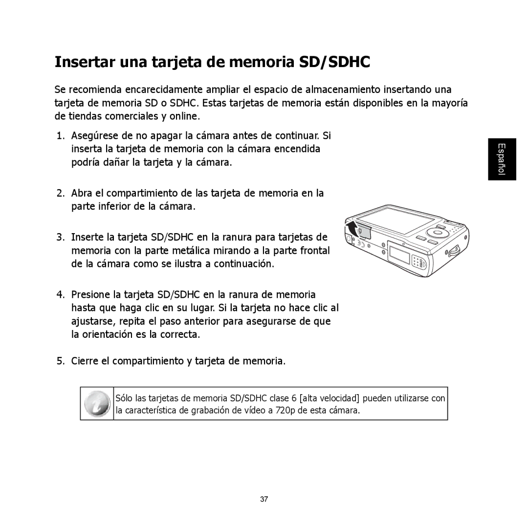 HP C-200 manual Insertar una tarjeta de memoria SD/SDHC 