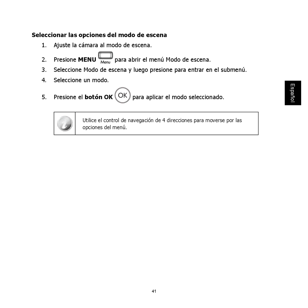 HP C-200 manual Seleccionar las opciones del modo de escena 