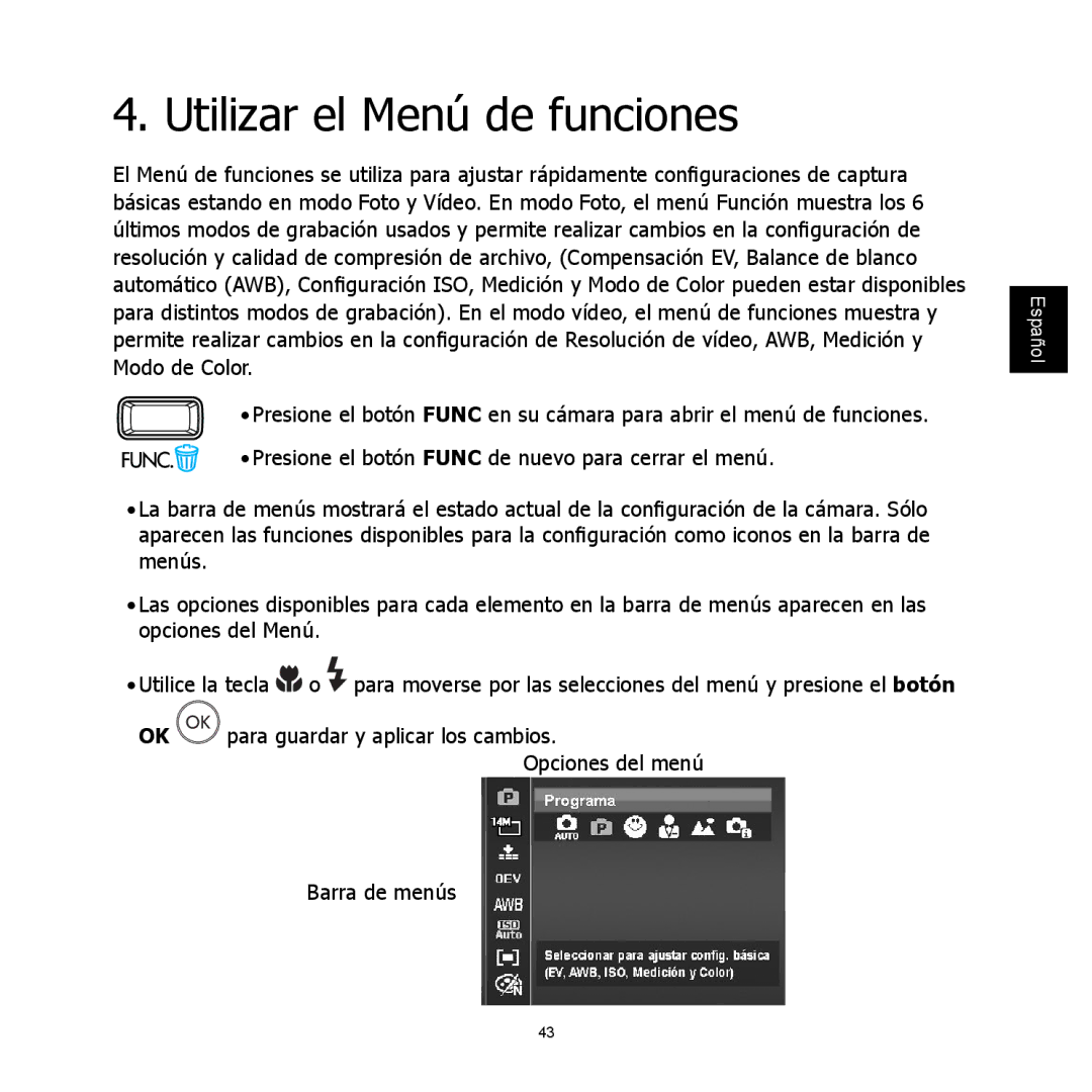 HP C-200 manual Utilizar el Menú de funciones 