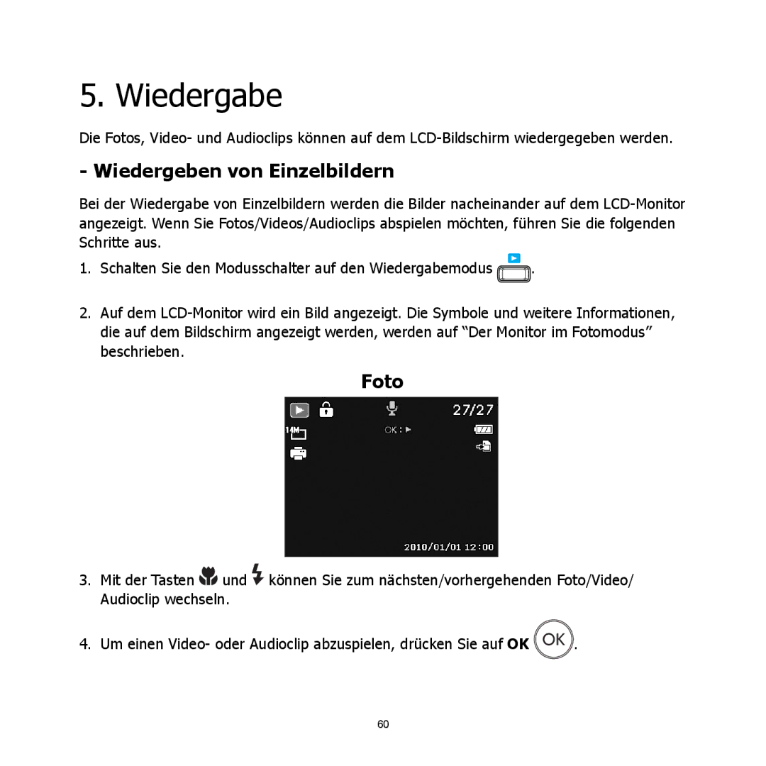 HP C-200 manual Wiedergabe, Wiedergeben von Einzelbildern 