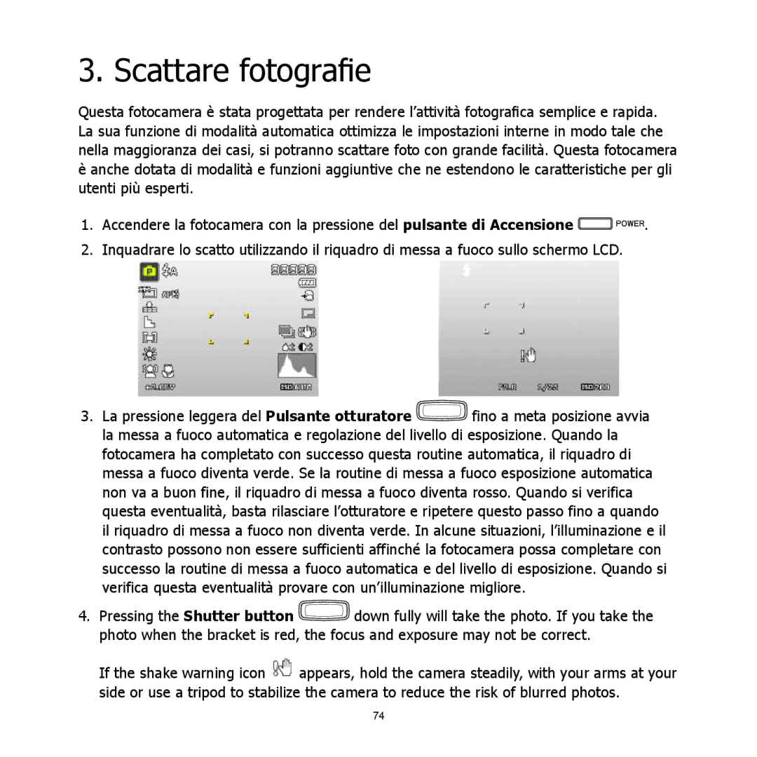 HP C-200 manual Scattare fotograﬁ e 