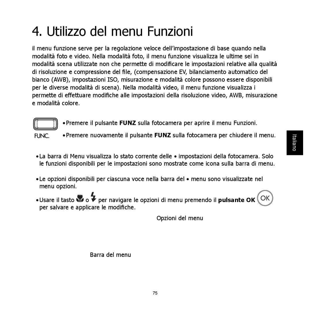 HP C-200 manual Utilizzo del menu Funzioni 