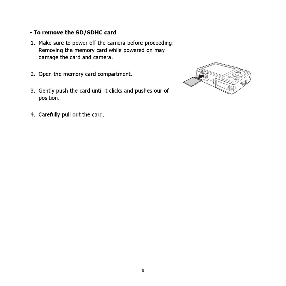 HP C-200 manual To remove the SD/SDHC card 