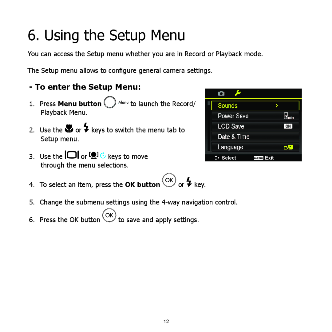 HP C-500 manual Using the Setup Menu, To enter the Setup Menu 