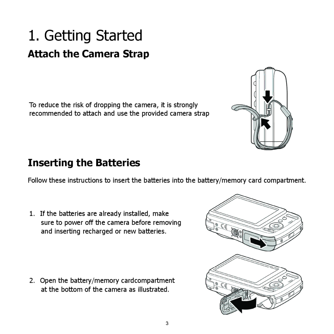 HP C-500 manual Getting Started, Attach the Camera Strap 