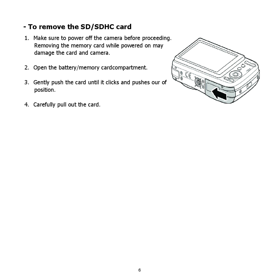 HP C-500 manual To remove the SD/SDHC card 