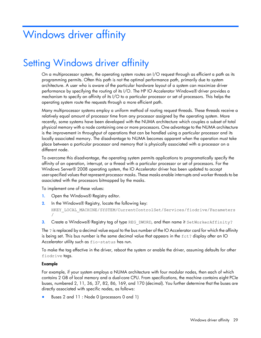 HP c-Class Performance Tuning manual Setting Windows driver affinity 