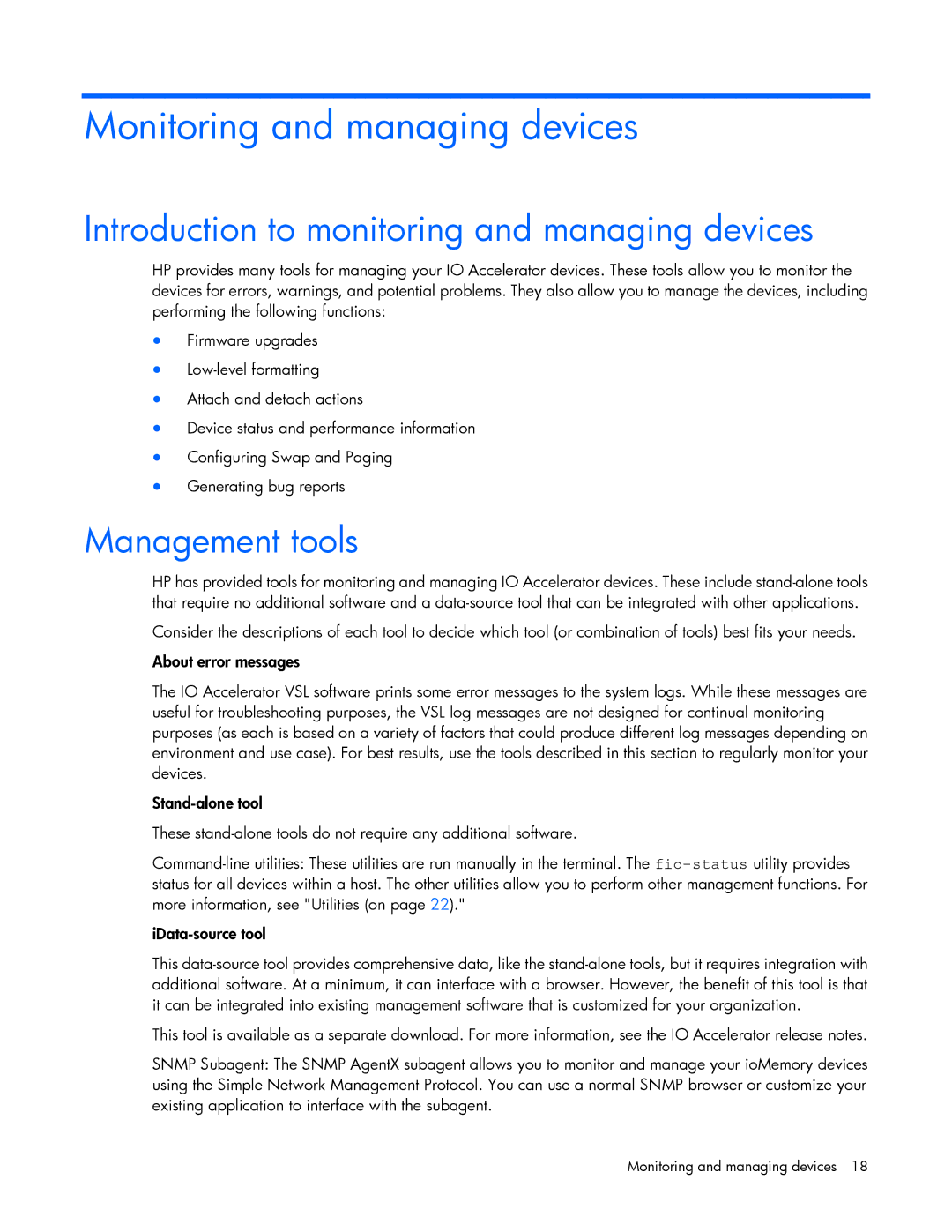 HP c-Class Solaris Monitoring and managing devices, Introduction to monitoring and managing devices, Management tools 