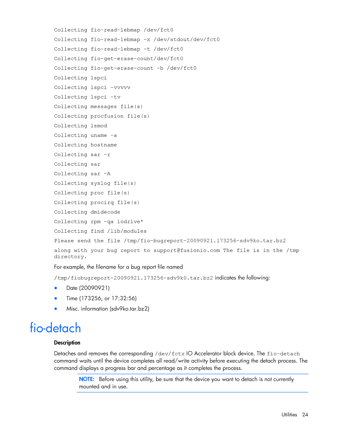 HP c-Class Solaris manual Fio-detach 