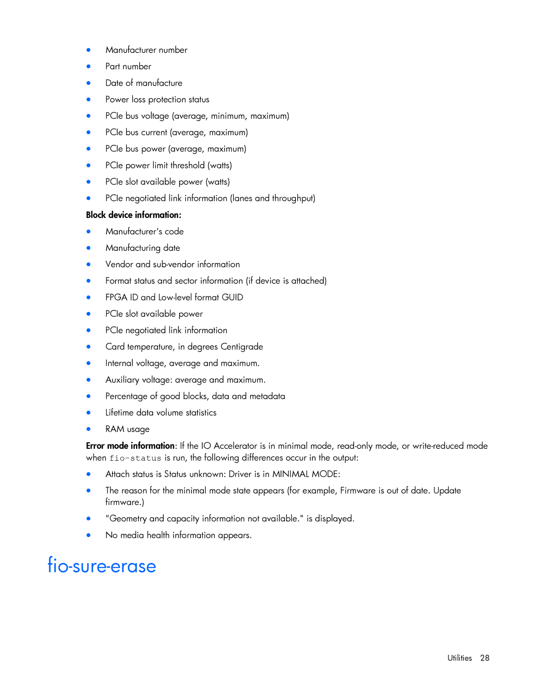 HP c-Class Solaris manual Fio-sure-erase 