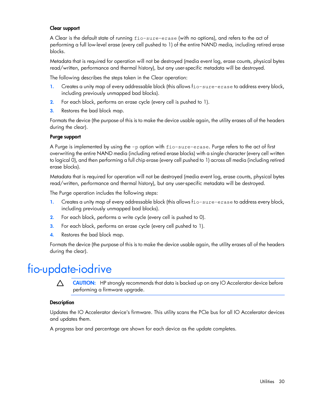 HP c-Class Solaris manual Fio-update-iodrive 