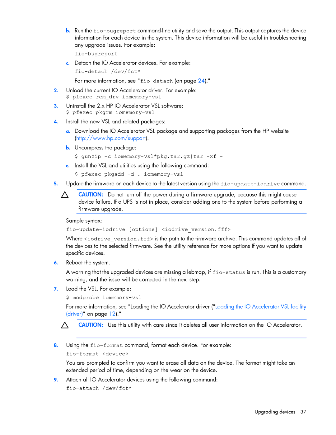 HP c-Class Solaris manual Fio-bugreport, $ modprobe iomemory-vsl 