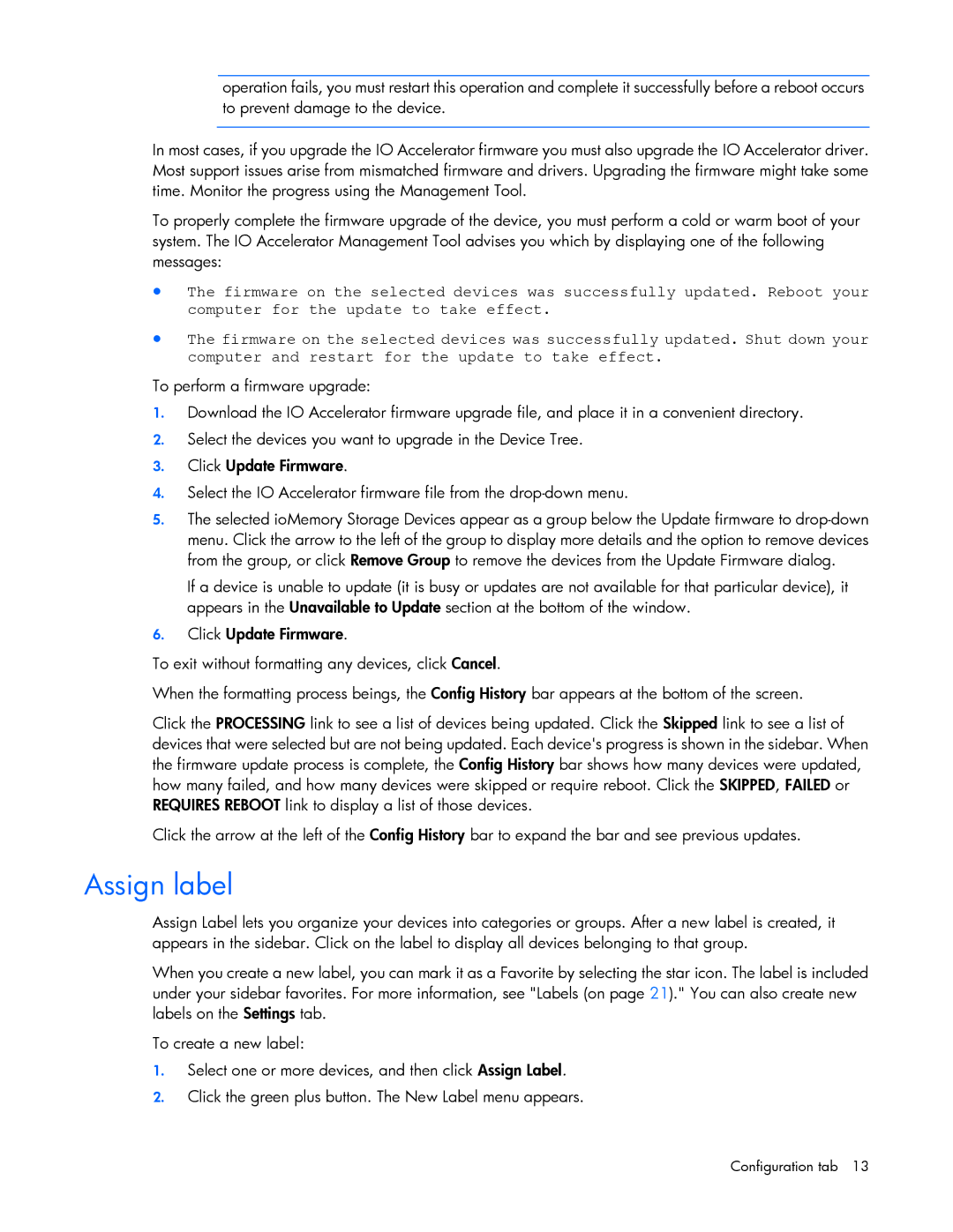 HP c-Class manual Assign label 