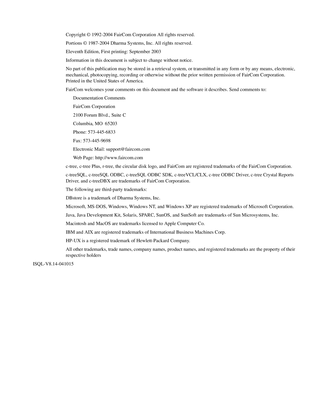 HP c-tree-SQL ISQL and Tools manual 