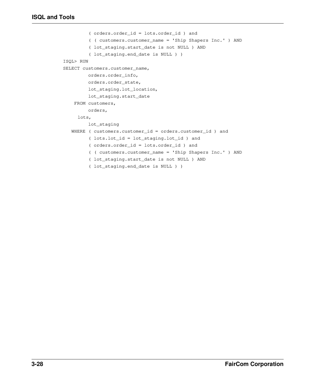 HP c-tree-SQL ISQL and Tools manual Isql RUN 