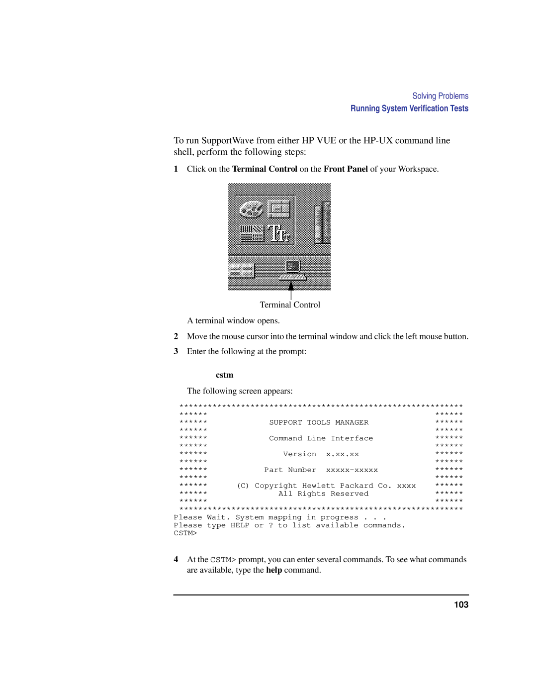 HP C100/110 manual Cstm, Following screen appears 