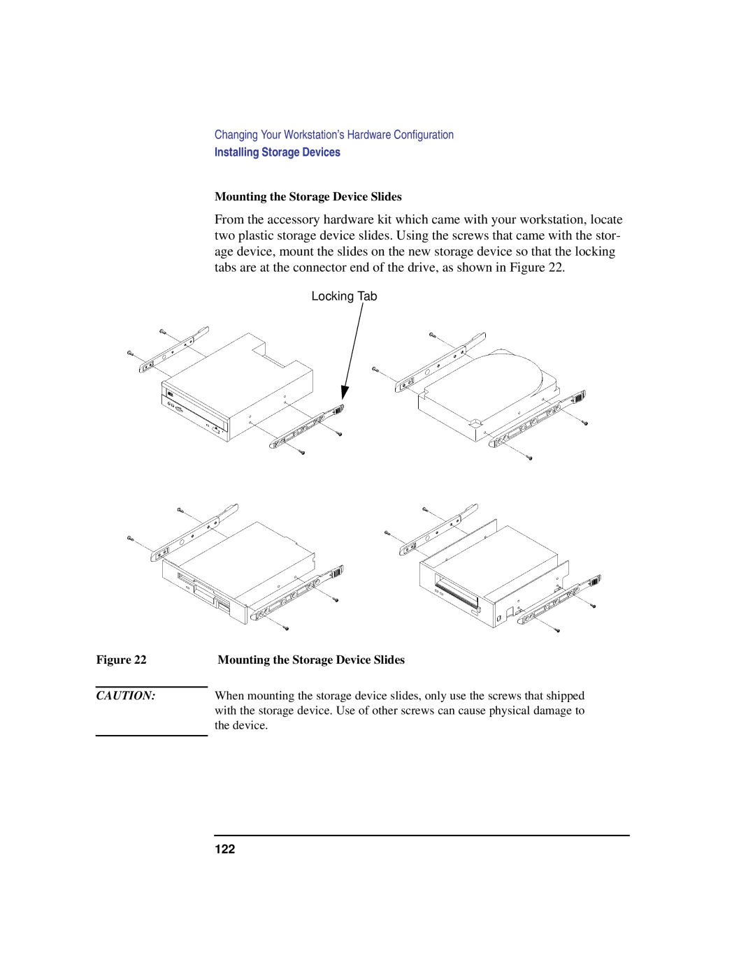 HP C100/110 manual Mounting the Storage Device Slides 