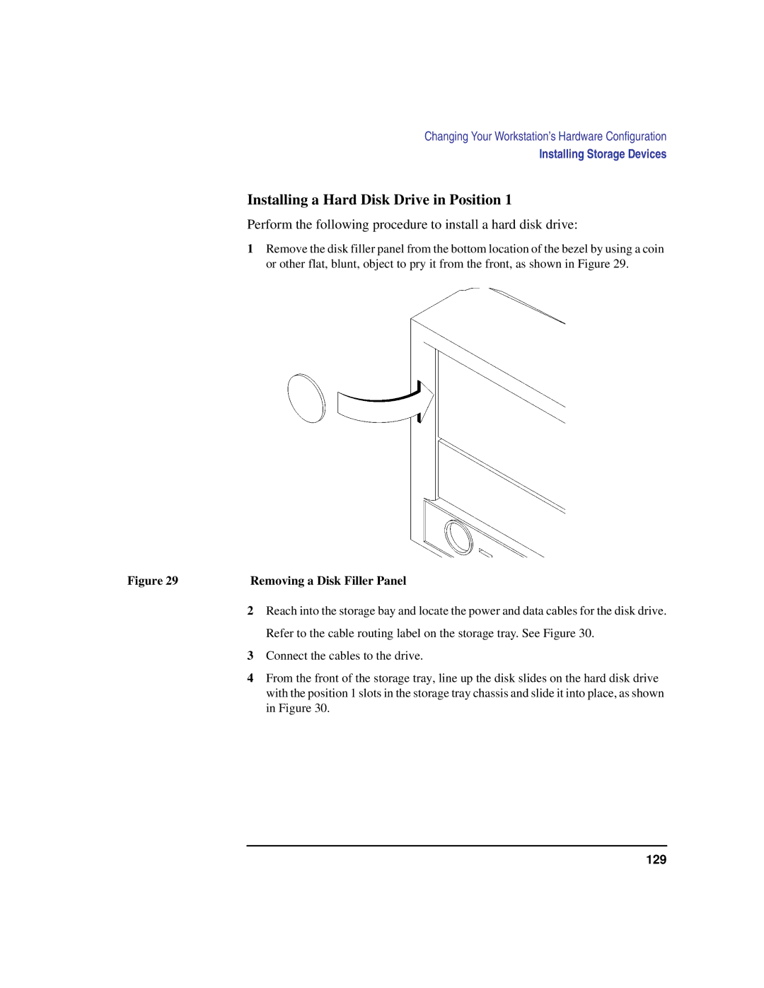 HP C100/110 manual Installing a Hard Disk Drive in Position, Perform the following procedure to install a hard disk drive 