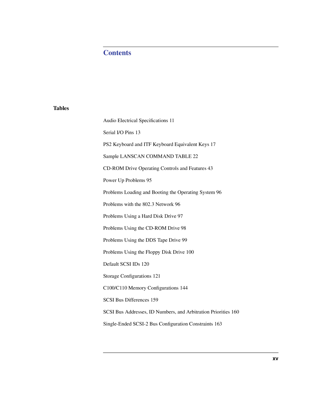 HP C100/110 manual Tables 