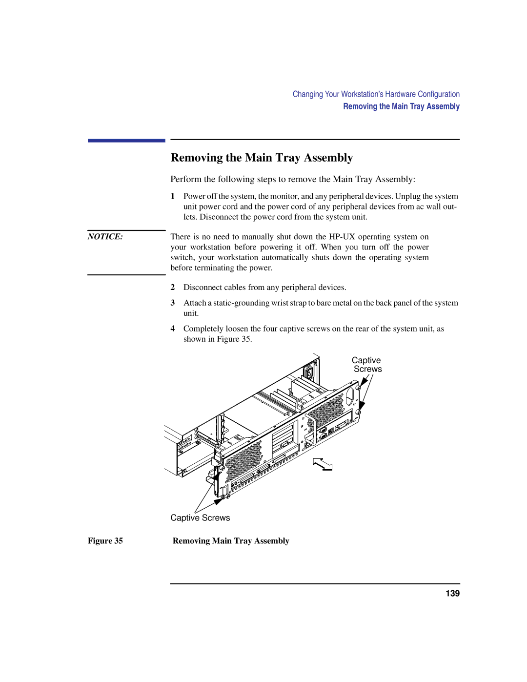 HP C100/110 manual Removing the Main Tray Assembly, Removing Main Tray Assembly 