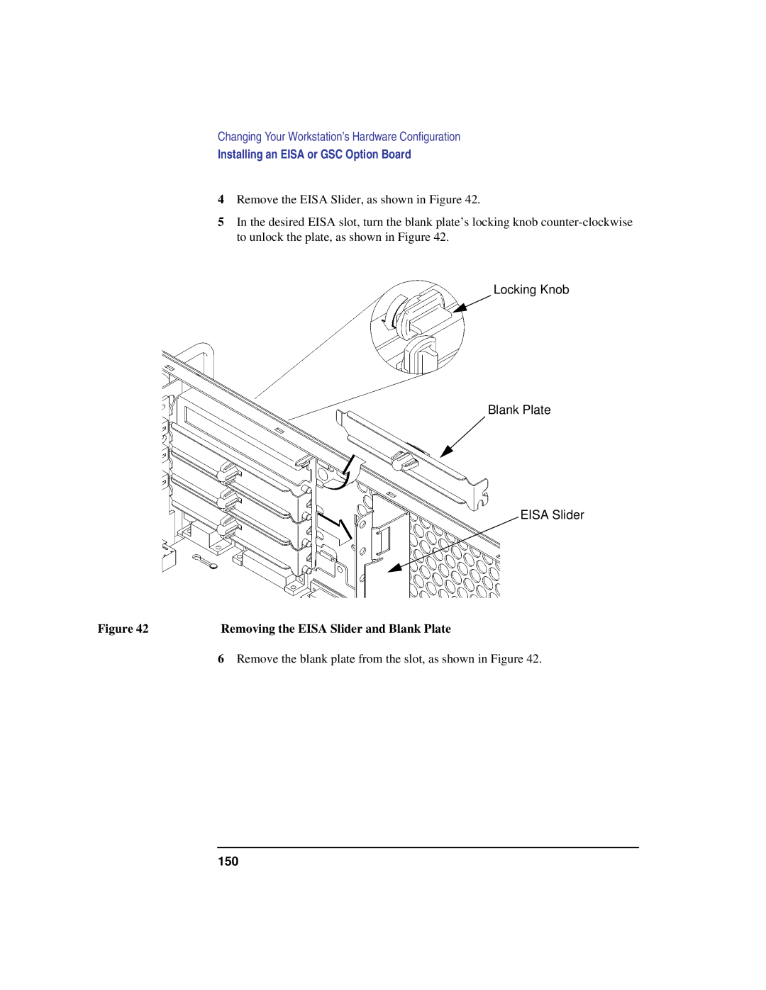 HP C100/110 manual Removing the Eisa Slider and Blank Plate 