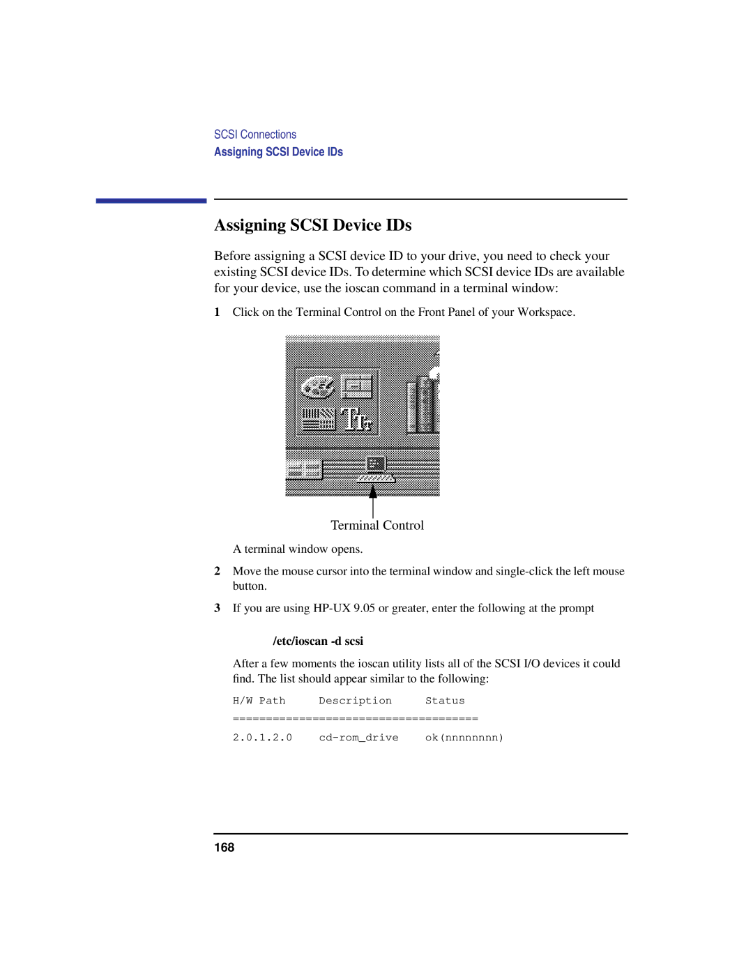 HP C100/110 manual Assigning Scsi Device IDs, Terminal Control 