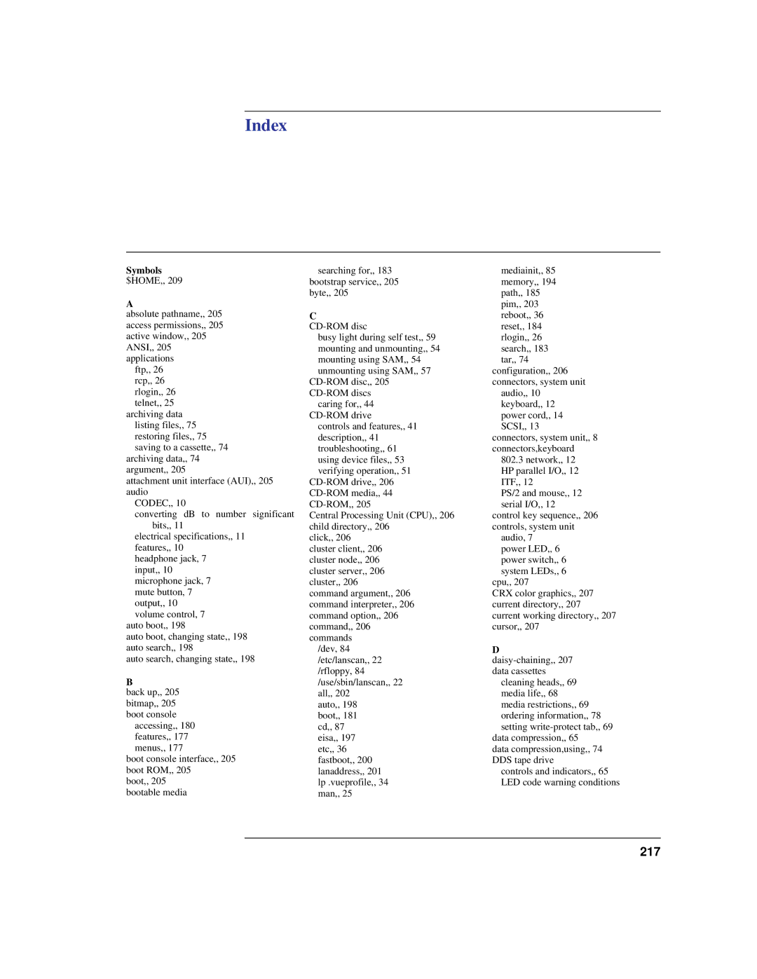 HP C100/110 manual Index 