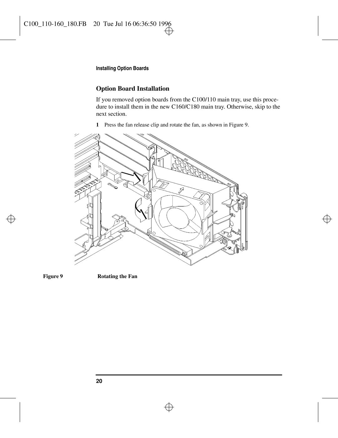 HP C110 to C160 manual C100110-160180.FB 20 Tue Jul 16 063650, Option Board Installation 