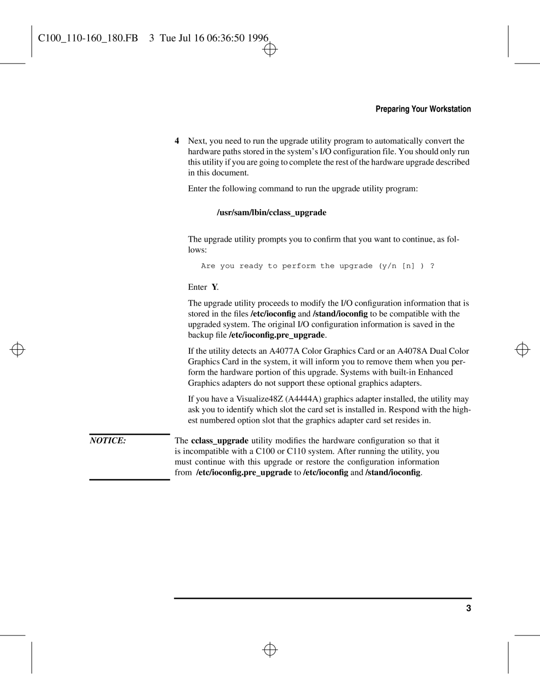 HP C110 to C160 manual C100110-160180.FB 3 Tue Jul 16 063650, Usr/sam/lbin/cclassupgrade 