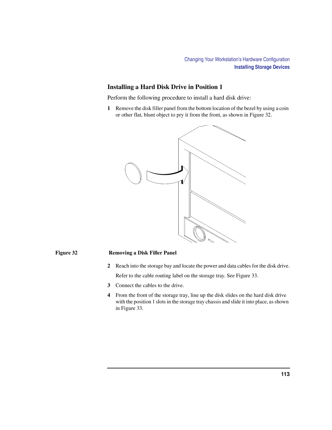 HP C180 manual Installing a Hard Disk Drive in Position, Perform the following procedure to install a hard disk drive 