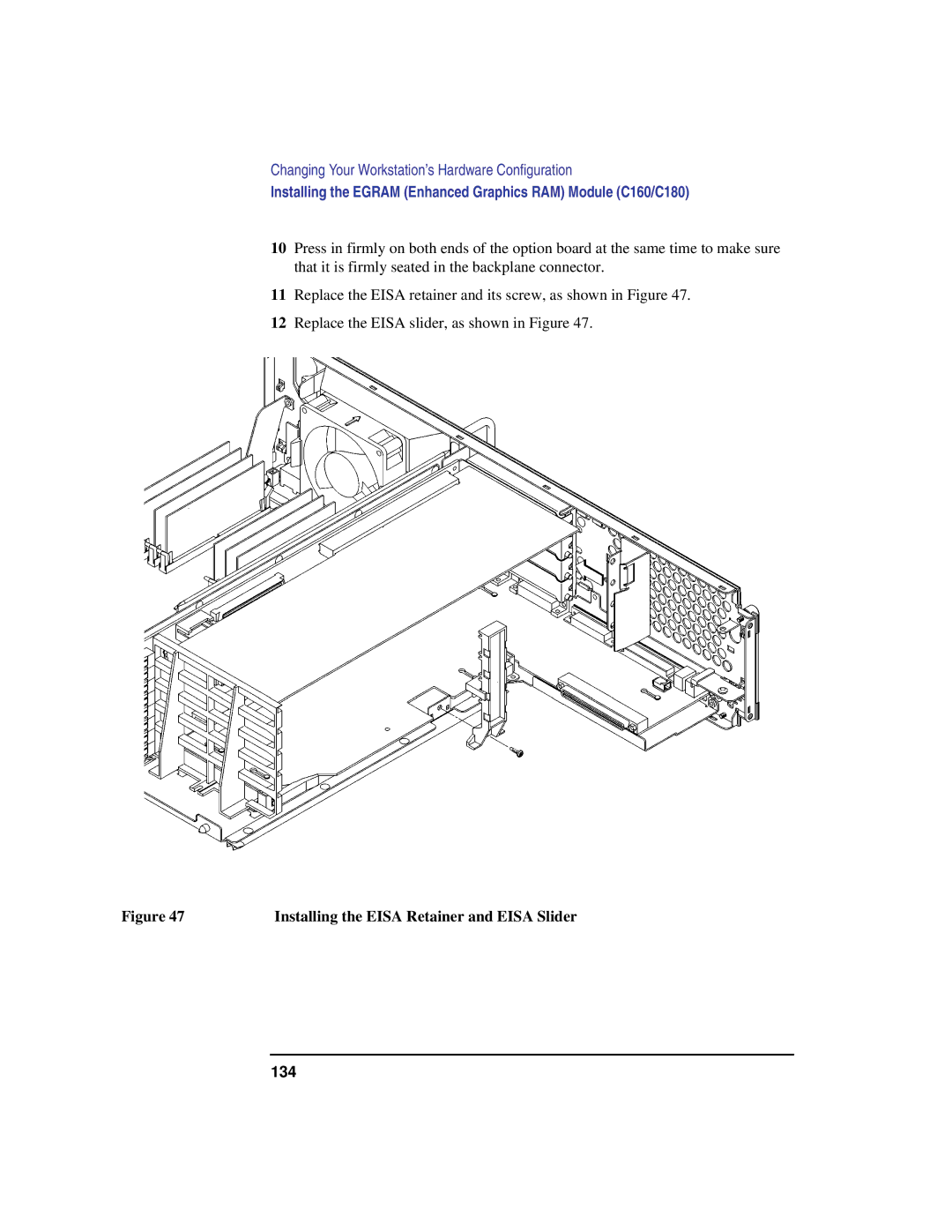 HP C180 manual Installing the Eisa Retainer and Eisa Slider 