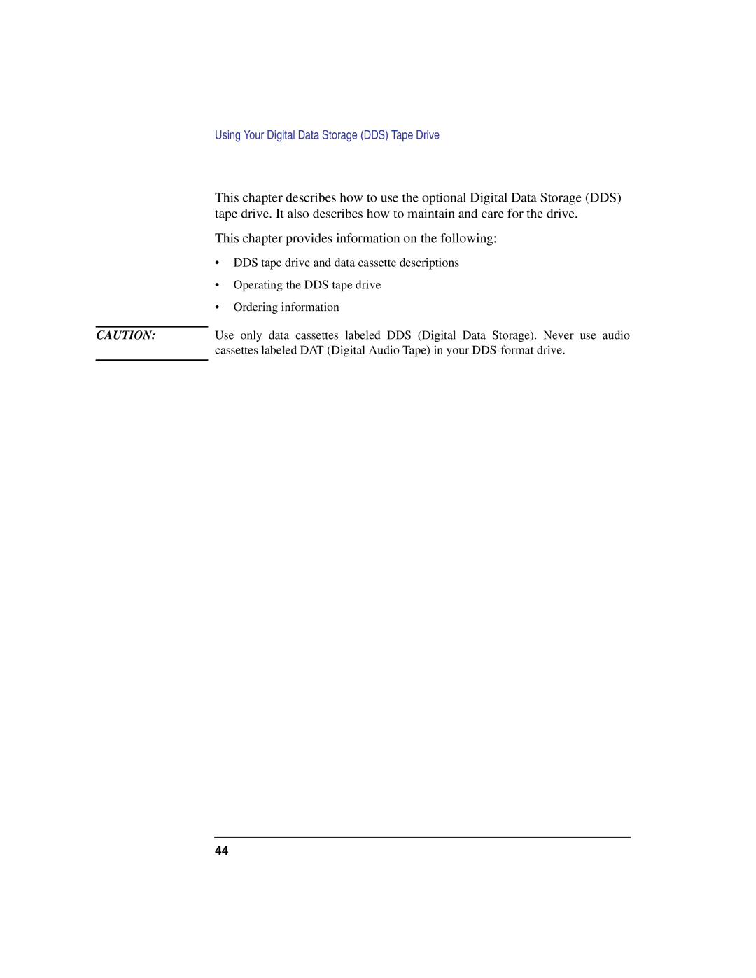 HP C180 manual Using Your Digital Data Storage DDS Tape Drive 