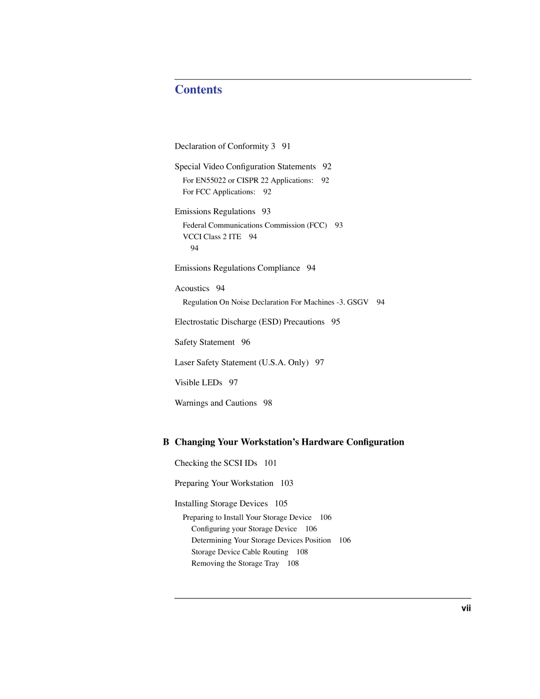 HP C180 manual Changing Your Workstation’s Hardware Conﬁguration, Emissions Regulations Compliance Acoustics 