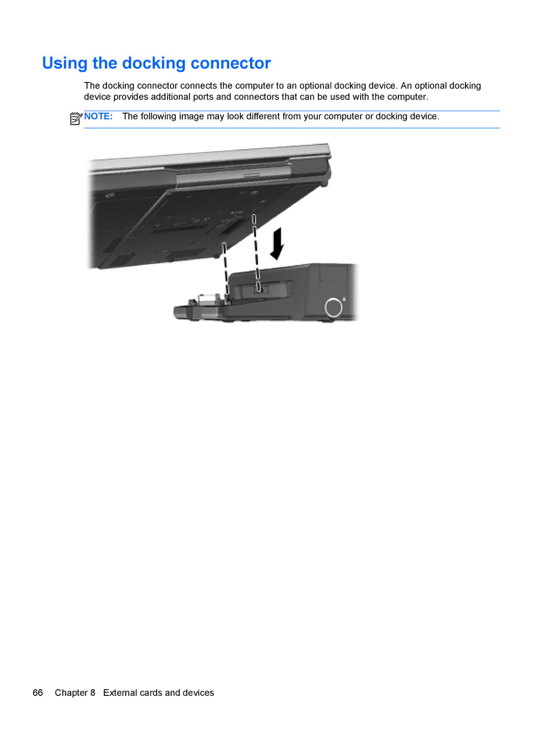 HP C1E67UT manual Using the docking connector 