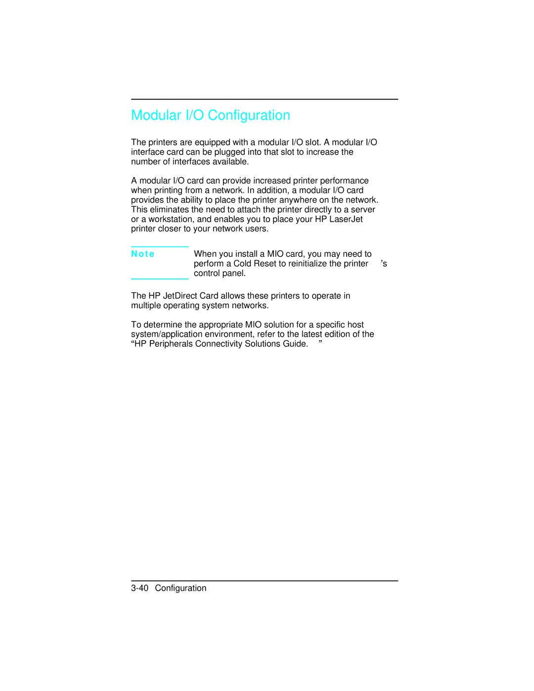 HP 4 plus C2037A, C2021A, 5n C3952A, 5 C3916A, 5m C3917A, 4 C2001A manual Modular I/O Configuration 