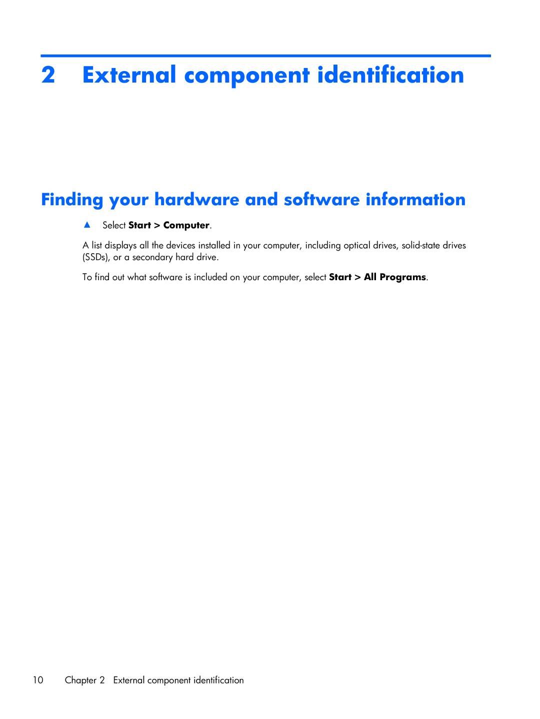 HP C2M12UA manual External component identification, Finding your hardware and software information 