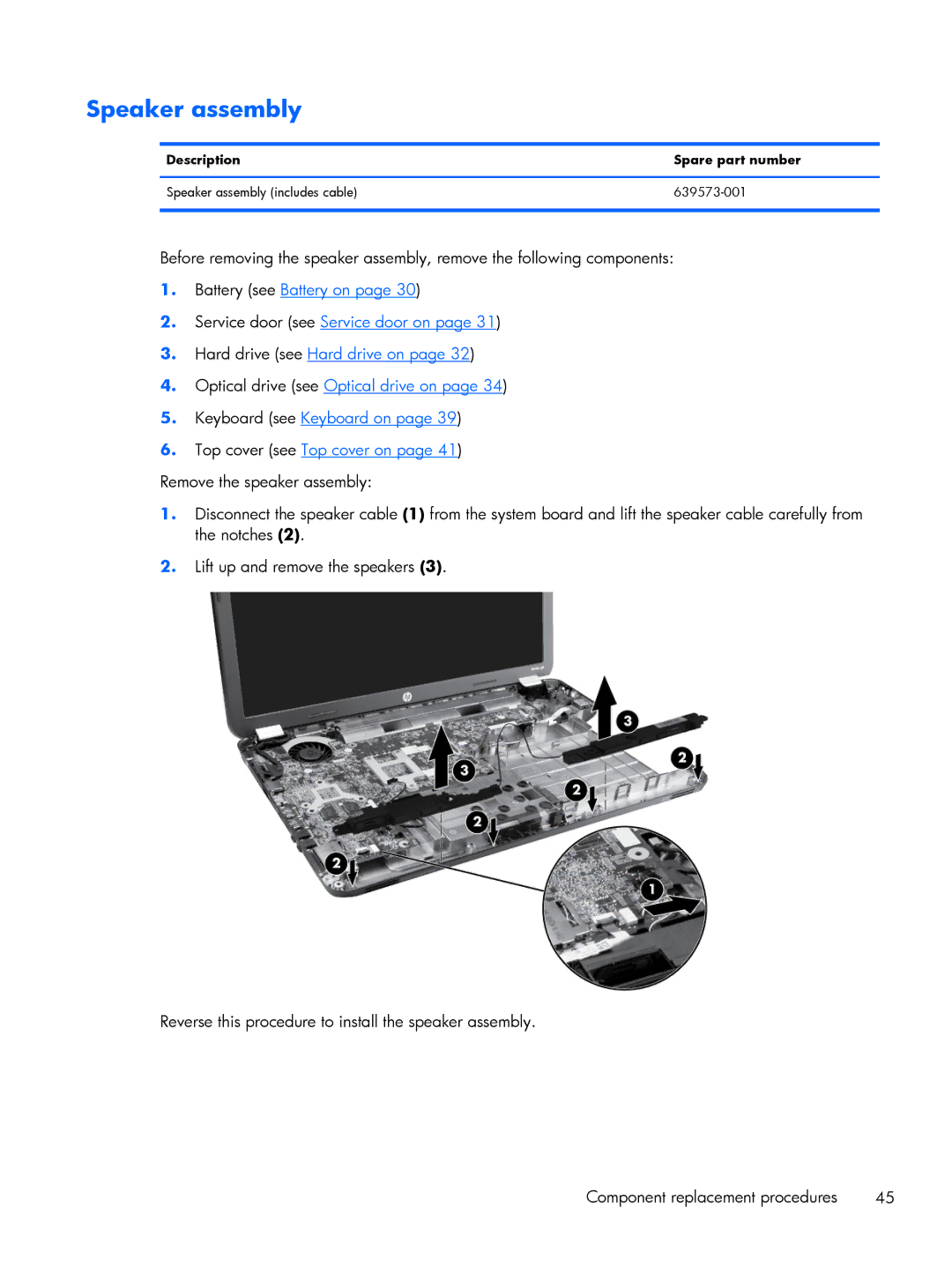 HP C2M21UA, C2M29UA manual Speaker assembly 