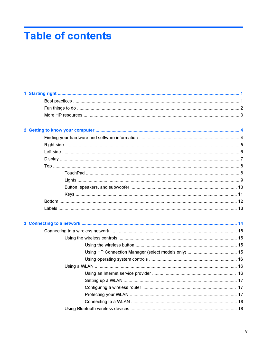 HP 6-1010us, C2M81UARABA, 683020001, 41030us, 41010us, B5Q41UA#ABA manual Table of contents 