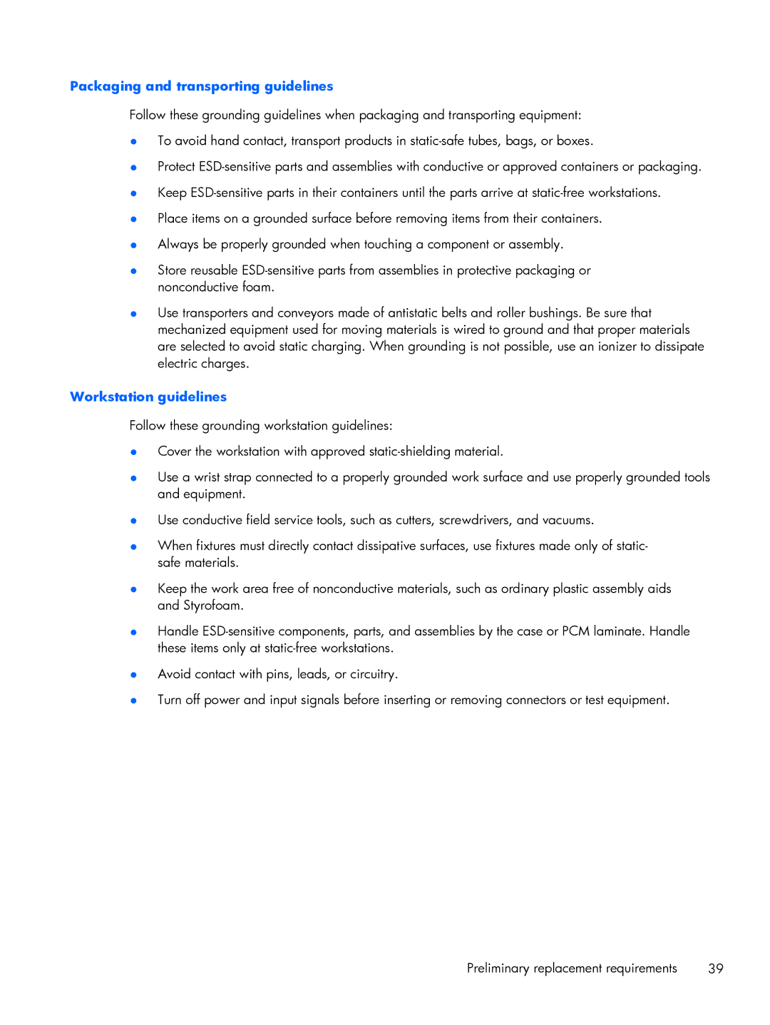 HP C2M97UA C2M97UA manual Packaging and transporting guidelines 