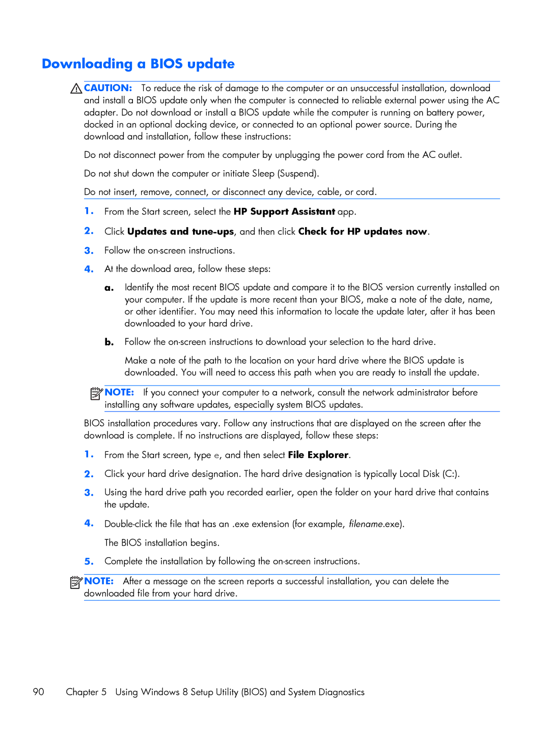 HP C2M97UA C2M97UA manual Downloading a Bios update 