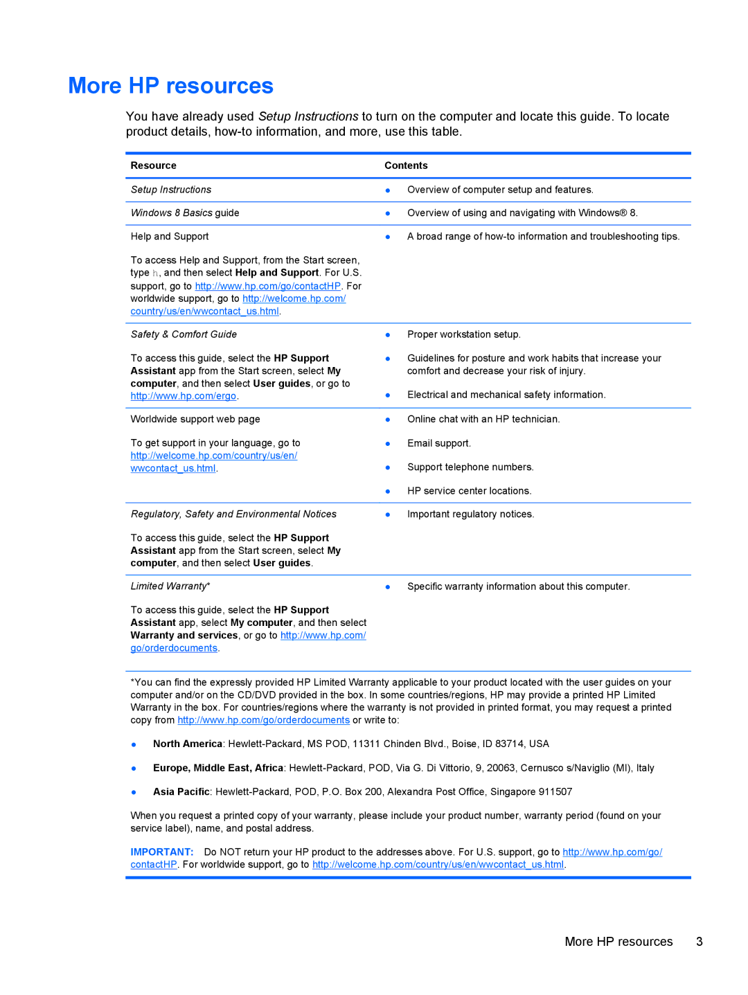 HP C2N11UA#ABA manual More HP resources, Resource Contents 