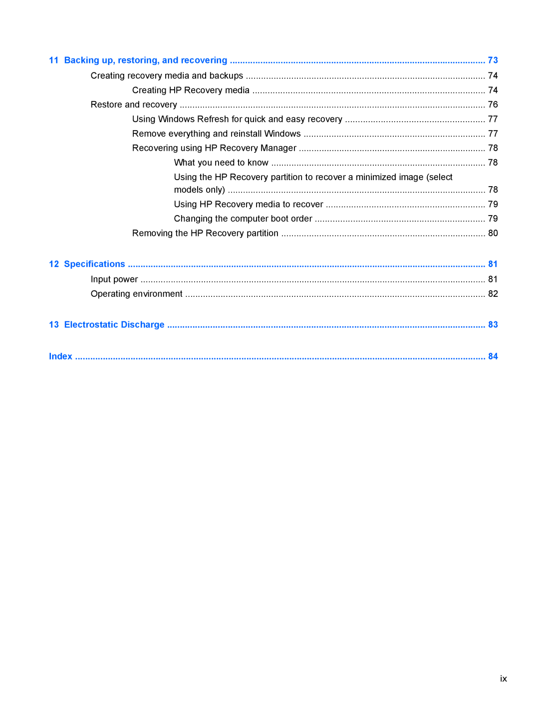 HP C2N11UA#ABA manual Input power Operating environment 