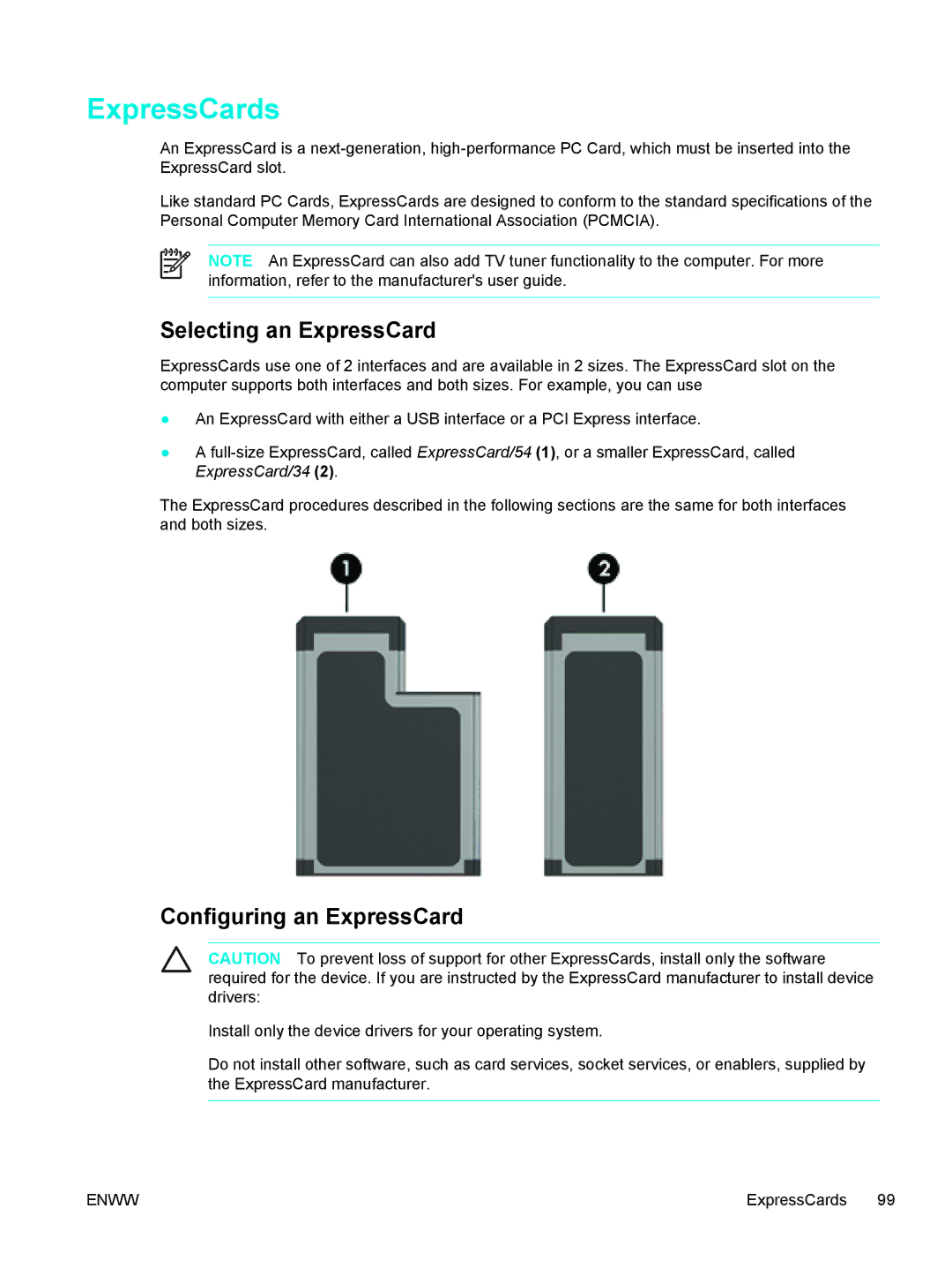 HP C2N25UA manual ExpressCards, Selecting an ExpressCard, Configuring an ExpressCard 