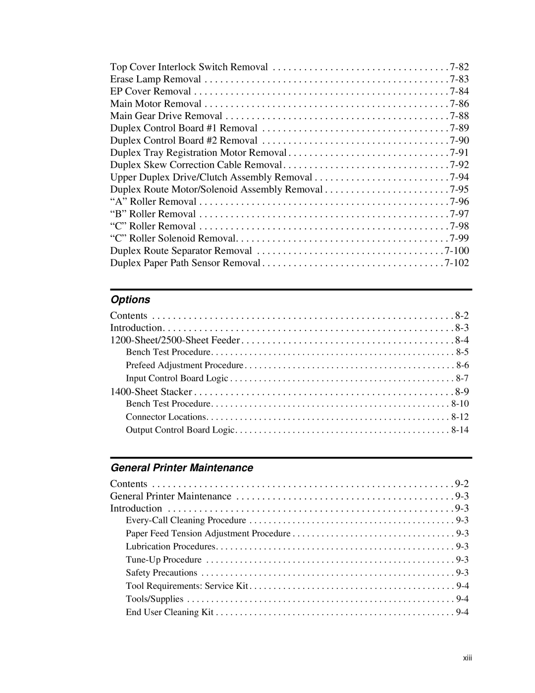 HP C30 manual Options, General Printer Maintenance 