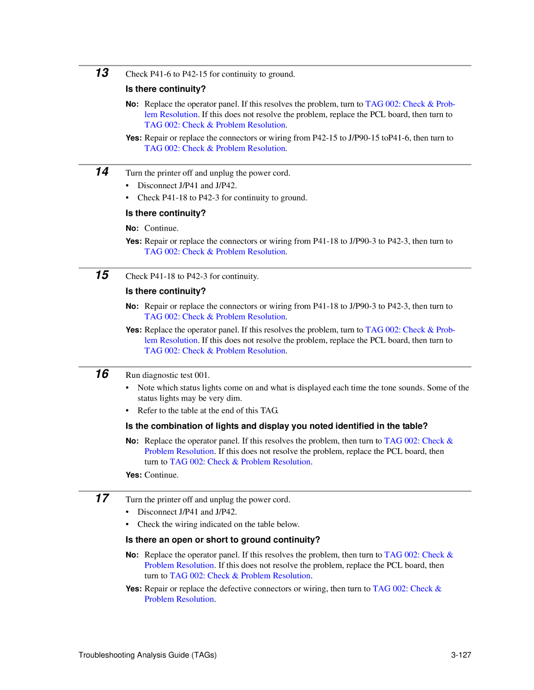 HP C30 manual Is there an open or short to ground continuity? 