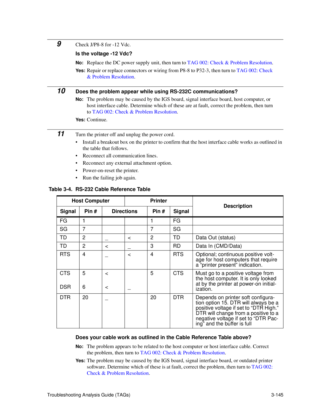 HP C30 manual Does the problem appear while using RS-232C communications?, Rts 