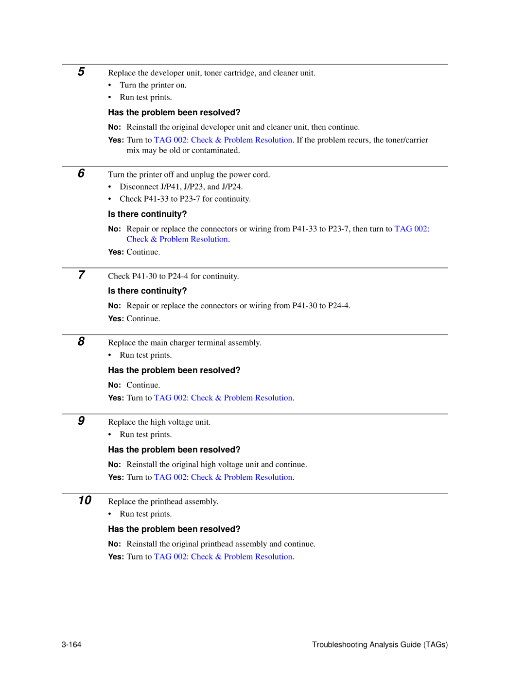 HP C30 manual Replace the high voltage unit Run test prints 