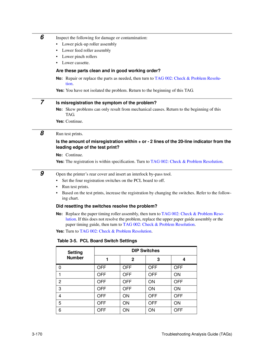 HP C30 manual Is misregistration the symptom of the problem?, Did resetting the switches resolve the problem? 