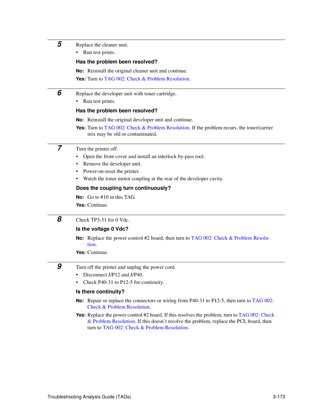 HP C30 manual Does the coupling turn continuously?, Is the voltage 0 Vdc? 