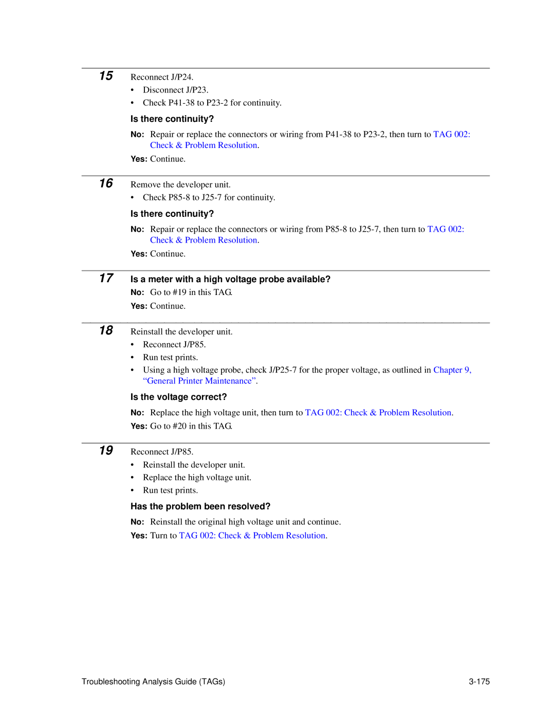 HP C30 manual Troubleshooting Analysis Guide TAGs 175 